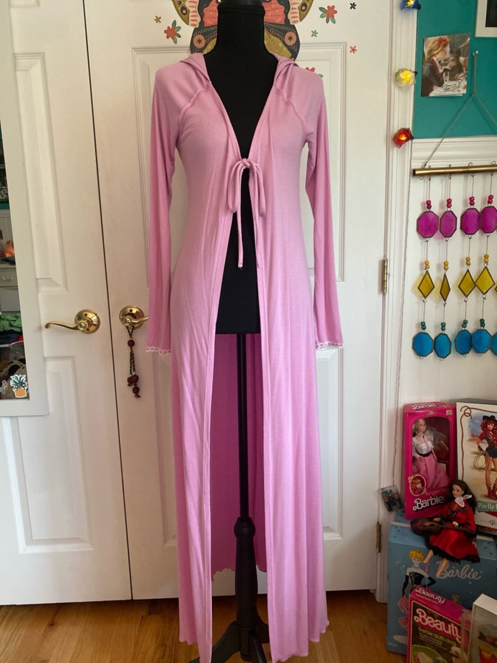 Urban Outfitters Sweet Dreams Lilac Long Hooded Tie-Front Duster
